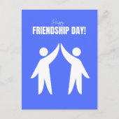 Minimalist Blue High-Five Happy Friendship Day Briefkaart (Voorkant)