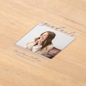 Minimalist Blue Lines Graduation Photo Acryl Uitnodigingen (Laagn)