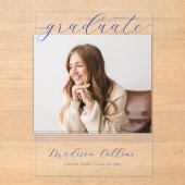 Minimalist Blue Lines Graduation Photo Acryl Uitnodigingen (Voorkant)