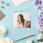 Minimalist Blue Lines Graduation Photo Acryl Uitnodigingen (Insitu (Huwelijk))