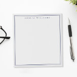 Minimalist Blue Monogram Two Border Notitieblok<br><div class="desc">Create your own personalized notepads with blue elegant chic typography monogram name and two border line design.</div>