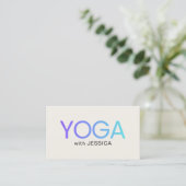 Minimalist Blue Old White Bold Yoga Instructor Visitekaartje (Staand voorkant)