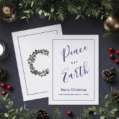 Minimalist|Blue Peace on Earth Christmas Card Kaart