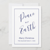 Minimalist|Blue Peace on Earth Christmas Card Kaart (Voorkant)