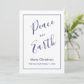 Minimalist|Blue Peace on Earth Christmas Card Kaart (Staand voorkant)