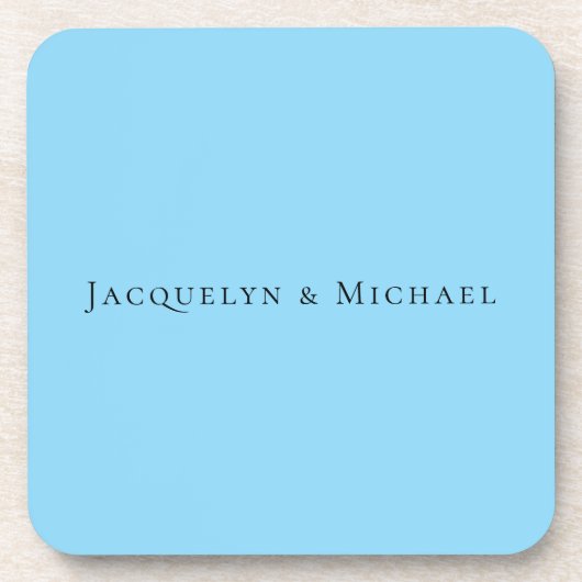 Minimalist Blue Plain Elegant Claasical Name Bier Onderzetter (Voorkant)