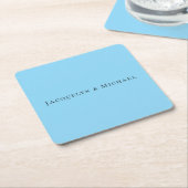 Minimalist Blue Plain Elegant Claasical Name Kartonnen Onderzetters (Schuin)