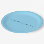 Minimalist Blue Plain Elegant Claasical Name Papieren Bordje (Gekanteld)