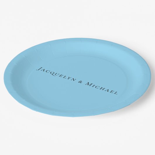 Minimalist Blue Plain Elegant Claasical Name Papieren Bordje (Gekanteld)