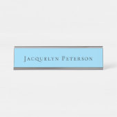 Minimalist Blue Plain Elegant Modern  Bureau Naambordje (Voorkant)