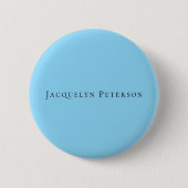 Minimalist Blue Plain Elegant Modern Ronde Button 5,7 Cm (Voorkant)