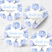 Minimalist Blue Pumpkin Fall Baby Shower Ronde Sticker