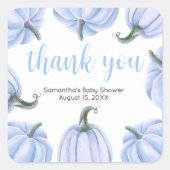 Minimalist Blue Pumpkin Fall Baby Shower Vierkante Sticker (Voorkant)