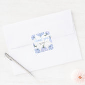 Minimalist Blue Pumpkin Fall Baby Shower Vierkante Sticker (Envelop)