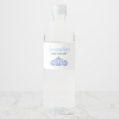 Minimalist Blue Pumpkin Fall Baby Shower Waterfles Etiket (Voorkant)