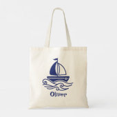 Minimalist Blue Sailboat Sailing Maritime Tote Bag (Achterkant)