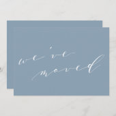 Minimalist Blue Script We Moved New Home Moving Aankondiging (Voorkant / Achterkant)
