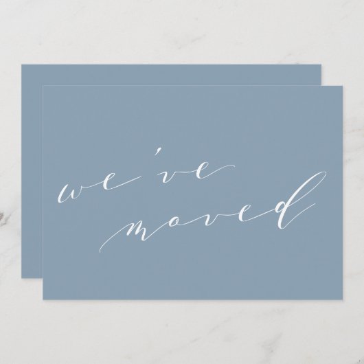 Minimalist Blue Script We Moved New Home Moving Aankondiging (Voorkant / Achterkant)