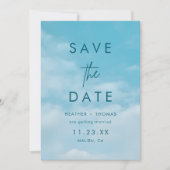 Minimalist Blue Sky Just Love Casual Save the Date (Voorkant)