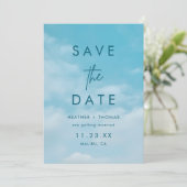 Minimalist Blue Sky Just Love Casual Save the Date (Staand voorkant)