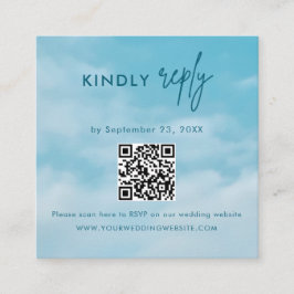 Minimalist Blue Sky Just Love Wedding RSVP Card Informatiekaartje