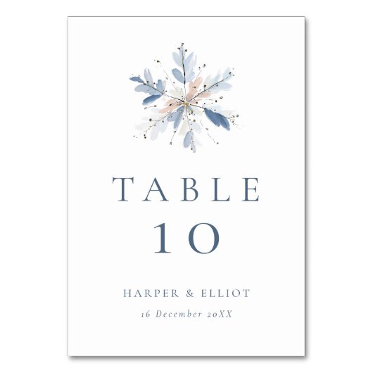 Minimalist Blue Snowflake Winter Wedding  Kaart (Voorkant)