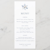 Minimalist Blue Snowflake Winter Wedding Menu (Voorkant)