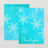 Minimalist Blue Snowflakes Baby shower Dank u Bedankkaart (Voorkant / Achterkant)