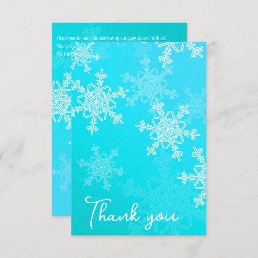 Minimalist Blue Snowflakes Baby shower Dank u Bedankkaart (Voorkant / Achterkant)