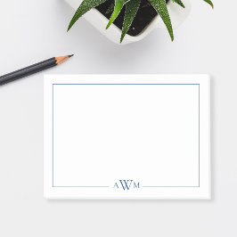 Minimalist Blue Three Letter Monogram Post-it® Notes