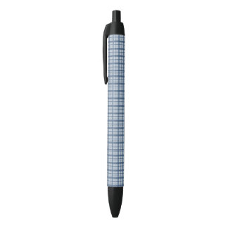 Minimalist Blue Windowpane Plaid Satin Ribbon, Mod Zwarte Inkt Pen