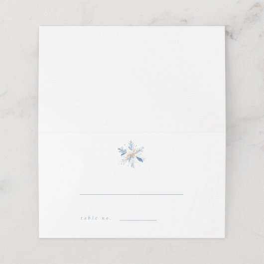 Minimalist Blue Winter Wedding Escort Card Plaatskaartje (Buitenkant ongevouwen)