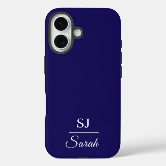 Minimalist Blue with Name and Initial  Case-Mate iPhone Case (Achterkant)