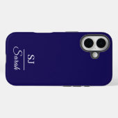 Minimalist Blue with Name and Initial  Case-Mate iPhone Case (Achterkant (horizontaal))
