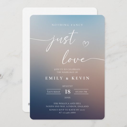 Minimalist Blurred Gradient Script Elegant Wedding Kaart (Voorkant / Achterkant)