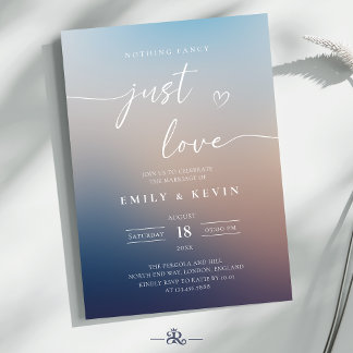 Minimalist Blurred Gradient Script Elegant Wedding Kaart