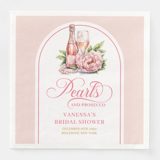 Minimalist blush and gold napkins custom name servet (Voorkant)