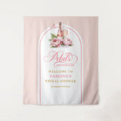 Minimalist blush and gold shower name tapestry wandkleed (Voorkant)