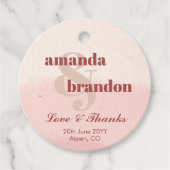 Minimalist Blush & Bloom Bold Script Wedding Bedankjes Labels (Voorkant)