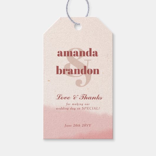 Minimalist Blush & Bloom Bold Script Wedding Cadeaulabel (Voorkant)