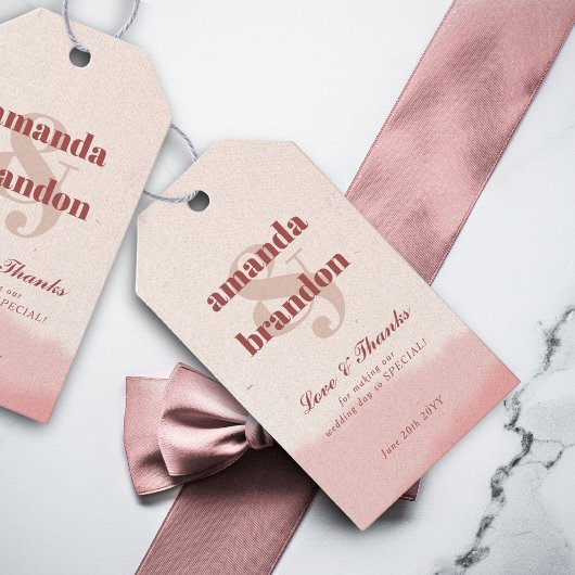 Minimalist Blush & Bloom Bold Script Wedding Cadeaulabel