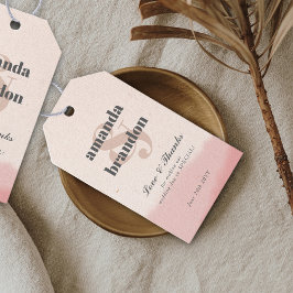 Minimalist Blush & Bloom Bold Script Wedding Cadeaulabel
