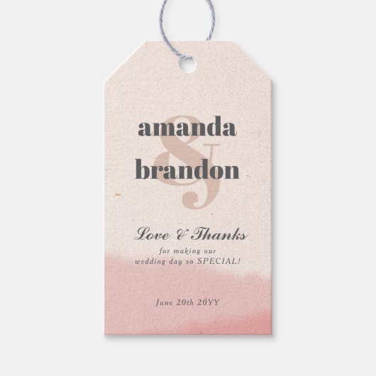 Minimalist Blush & Bloom Bold Script Wedding Cadeaulabel (Voorkant)