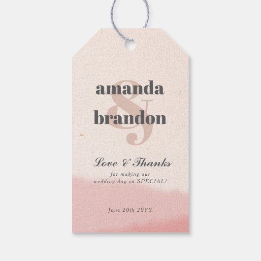 Minimalist Blush & Bloom Bold Script Wedding Cadeaulabel (Achterkant)
