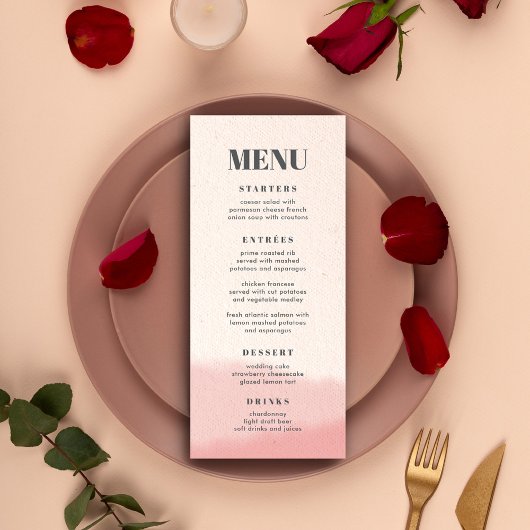 Minimalist Blush & Bloom Bold Script Wedding Menu
