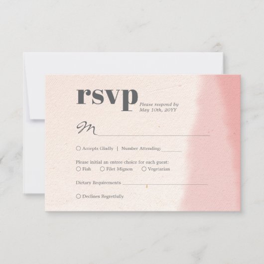 Minimalist Blush & Bloom Bold Script Wedding RSVP Kaartje (Voorkant)