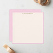 Minimalist Blush Pink Border Name Stationery Cute Notitiekaartje (Voorkant / Achterkant in situ)