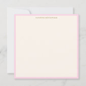 Minimalist Blush Pink Border Name Stationery Cute Notitiekaartje (Voorkant)