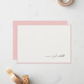 Minimalist Blush Pink Border Personalized Script Notitiekaartje (Voorkant / Achterkant in situ)