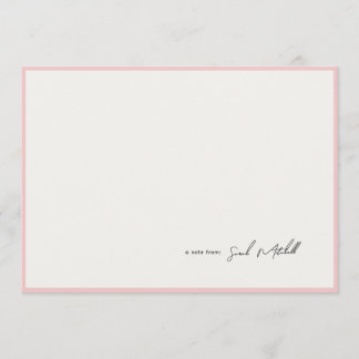 Minimalist Blush Pink Border Personalized Script Notitiekaartje